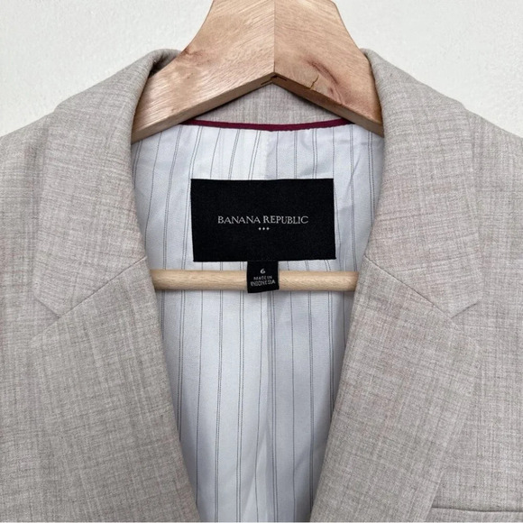 Banana Republic Womens 6 Khaki Stretch Flax Career Blazer - Picture 11 of 16